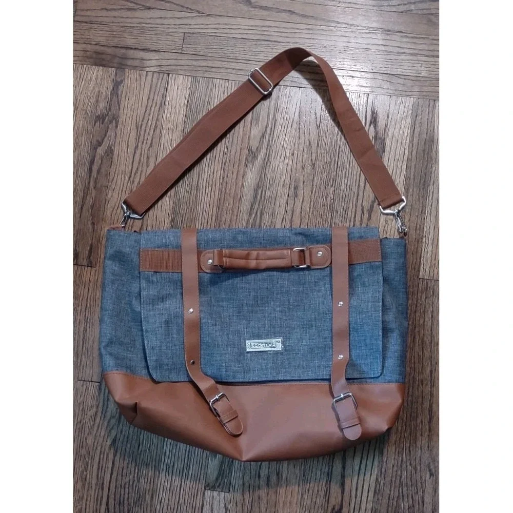 CRG Prestige Large Messenger Bag Grey Brown Carry On Medical Diaper‎ Bag 19x12